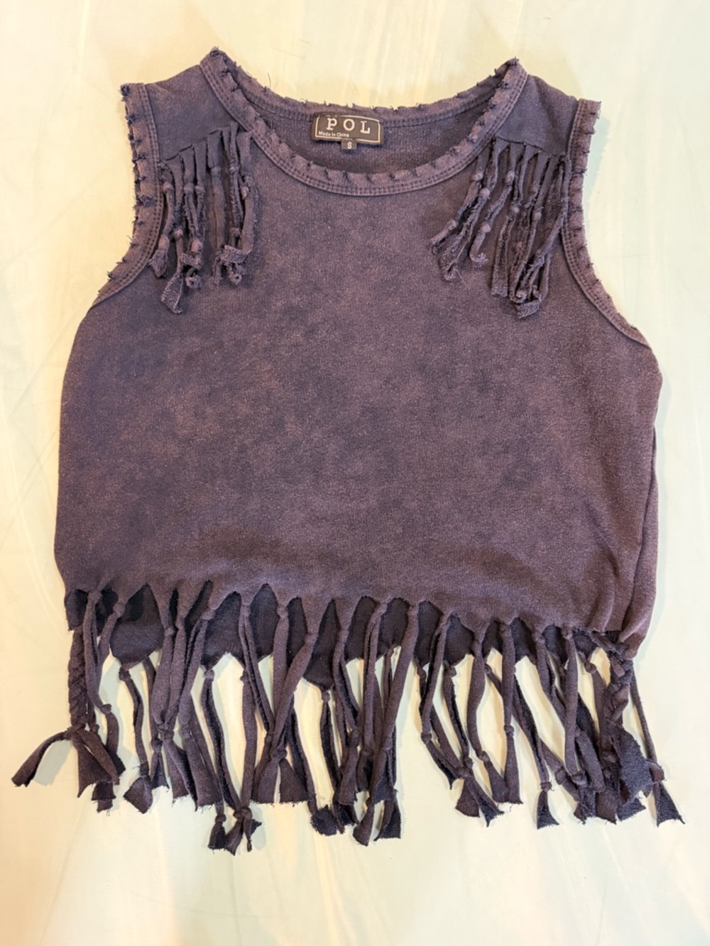 POL Navy Blue Fringe Cropped Tank - 💯 cotton 😍 cute for festivals!